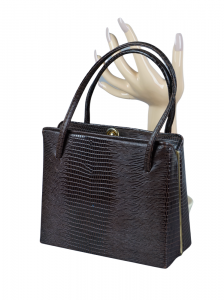 50s Brown Faux Reptile Skin Handbag - Fashionconstellate.com
