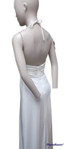 Vintage 1970s Halter Top Maxi Dress White disco casual wedding beach resort date wear - Fashionconstellate.com