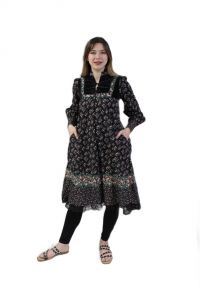 Vintage Jessica Mcclintock Gunne Sax Black Cottagecore Floral Print Cotton Dress XS - Fashionconstellate.com
