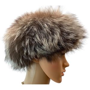 80s Real Silver Fox Fur Pillbox Style Hat
