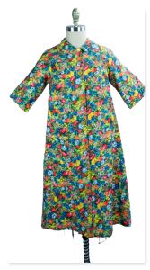 70s Bright Multi-Colored Floral Robe Housecoat by Shadowline, Sz S