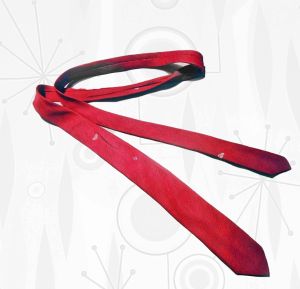 50s Skinny Tie Atomic Abstract Necktie Is Dark Red