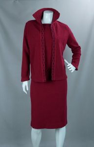 60s Raspberry Wool Knit 3 Piece Suit by Glengarry - Fashionconstellate.com