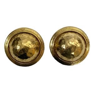 80s Large Gold Hammered Domed Circle Shoe Clips - Fashionconstellate.com