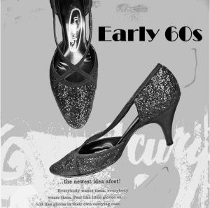 Black Glitter Heels, Evening Formal Party Pumps, Casino Lounge Spike Heels ~ Early 60s