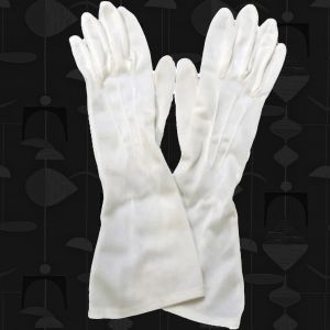 White Nylon Gauntlets are Mid Length! Sheer Simple Tricot Gloves ~ 50s