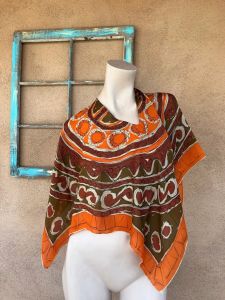 1960s Vera Silk Scarf Blouse Op Art Psychedelic OS