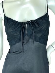 1960s black peignoir negligee in nylon and lace by Shadowline - Fashionconstellate.com