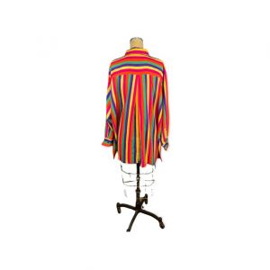 1980s rainbow striped shirt oversized Plus Size  - Fashionconstellate.com