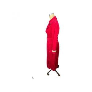 1990s red corduroy trench coat by Newport News  - Fashionconstellate.com