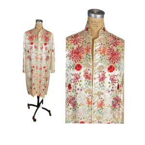 1960s Chinese hand embroidered coat white silk