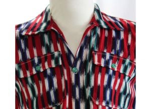 Size Medium Men's Western Shirt - Late 40s 50s Cowboy Top - Like Chimayo Saltillo Handwoven Cotton - Fashionconstellate.com