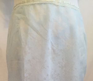 1960's French Baby Blue Floral Semi Sheer Zipper Closure Half Slip by Accentuate - Fashionconstellate.com