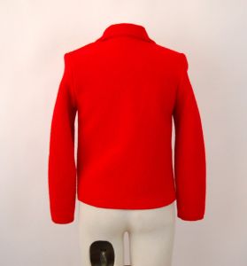 1980s boiled wool jacket Loffler Made in Austria Christmas red wool jacket sweater  - Fashionconstellate.com