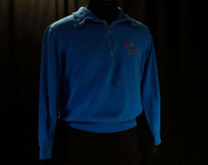 Men's XS 1980s Levi's Sweater - Long Sleeve 1980 USA Olympics Mens Blue Sweatshirt - Retro Levis  - Fashionconstellate.com