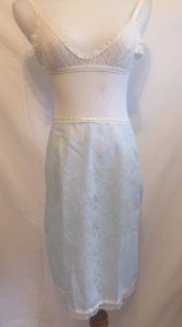1960's French Baby Blue Floral Semi Sheer Zipper Closure Half Slip by Accentuate