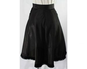 Size 2 1940s Cigarette Girl Style Black Skirt - Flared Taffeta with Fringe - Small 40s 50s Pin Up  - Fashionconstellate.com
