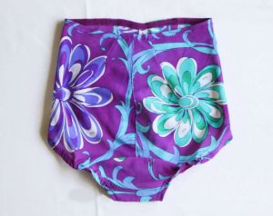 Pucci Panty Girdle - XXS 1960s Designer Label Foundation - Purple Green Blue Daisy Print - Formfit  - Fashionconstellate.com