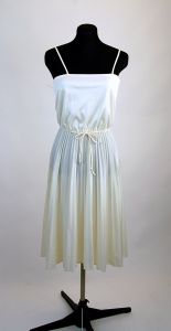 Lovely 1970s dress with lace jacket white ivory accordian pleats peplum jacket, Size M - Fashionconstellate.com