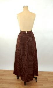 1960s long maxi skirt moire silk faille brown formal skirt Size S - Fashionconstellate.com
