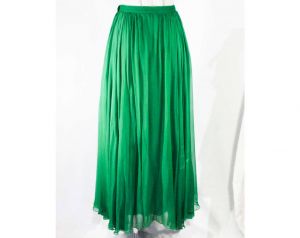 Size 4 Green Skirt - Small 1950s Emerald Silk Dance Skirt - Evening Formal Full Chiffon Beauty  - Fashionconstellate.com