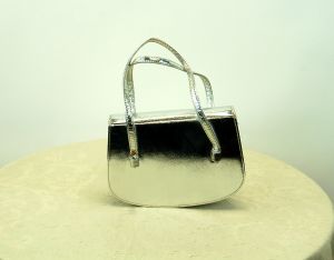 1960s silver purse handbag evening purse metallic bag small dressy bag