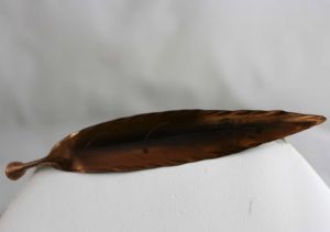 Vintage Copper Leaf Pin - Fall Autumn Brown Jewelry - Designer Stuart Nye - Long Feather Like Brooch