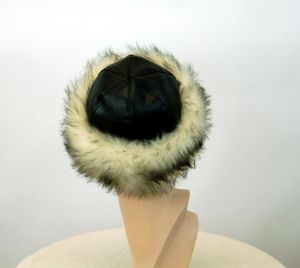 1960s winter hat fur hat black vinyl and faux fur Betmar hat - Fashionconstellate.com
