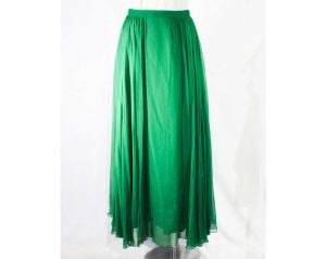 Size 4 Green Skirt - Small 1950s Emerald Silk Dance Skirt - Evening Formal Full Chiffon Beauty 