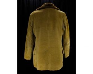 Men's Large Corduroy Jacket - Rugged Hipster 1960s Tan Brown Coat with Faux Shearling Lapel  - Fashionconstellate.com