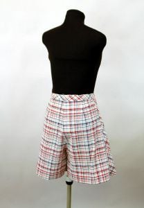 1960s tennis skirt skort plaid seersucker shorts red white blue cotton skirt - Fashionconstellate.com