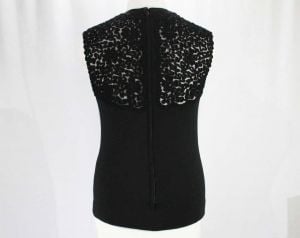 Small 60s Black Knit Top - Dressy Casual Glamour - 1960s Audrey Chic Sleeveless Wool Blouse - Fashionconstellate.com