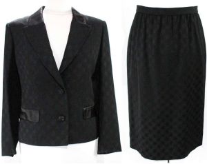 Size 12 Celine Suit - Paris Designer Black Wool Jacket & Skirt - 1980s 1990s Business Formal Large  - Fashionconstellate.com