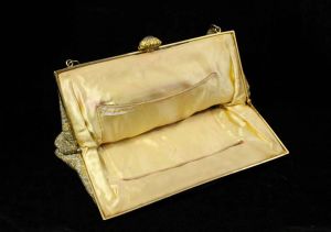 1950s Gold & Silver Purse - 50s Metallic Formal Handbag - Posh Glamour Girl Evening Bag - Beaded - Fashionconstellate.com