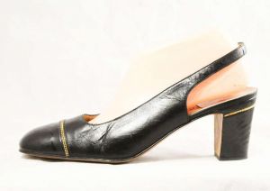 US Size 9 Celine Designer Shoes - Classic Black Leather Pumps with Patent Toe Caps - Fashionconstellate.com