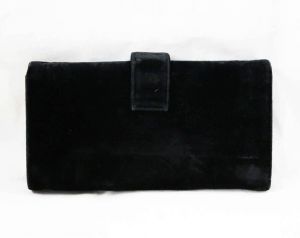 FINAL SALE 1950s Black Velvet Handbag - 50s Evening Purse - 50's Winter Formal Bag with Rhinestones  - Fashionconstellate.com