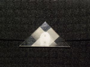40's Large Black Corde Clutch Bag with Lucite Decorative Clasp | Vintage Envelope Style | Beautiful - Fashionconstellate.com