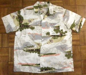 Vintage 80s Hawaiian Shirt by Dane | Caribbean Island Print Beach Scenes | 48'' chest
