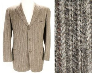 Large Men's Suit Jacket - 1950s 60s Gray Wool Tweed Blazer - Professor Style 50s Sport Coat 