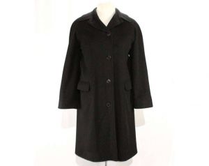 Size 12 Black Coat - 80s Calvin Klein - 1980s Designer Large Merino Wool Coat - Soft as Cashmere 