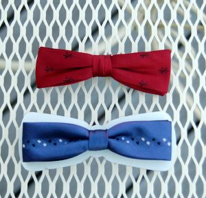 Mid century bow ties red blue Ormond clip on bow ties skinny ties 50s 60s old school preppy ties