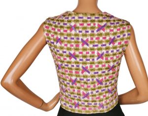 1960s Ribbon Work Blouse - Woven Top with Tinsel - M - Fashionconstellate.com