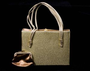 Metallic Gold Evening Purse - 50s 60s Formal Handbag - Audrey Chic 1960s Brocade Bag from After Five
