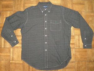 Vintage Ralph Lauren Plaid Shirt | LOGO | Dark Green Top Stitching | Men's VTG Large