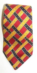 70s MOD SILK Tie | 4'' WIDE Vintage Cantini Made Italy |  Bold Red Gold Blue - Fashionconstellate.com