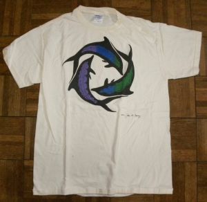 90s DOLPHIN Art T Shirt | Artist John A Conroy Colorful Art Print Tee - Fashionconstellate.com