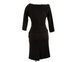 Size 2 Designer Dress - 1950s Marilyn Black Wool Two-Piece Dress - Sexy 50s Lolita Sweater Girl Top  - Fashionconstellate.com