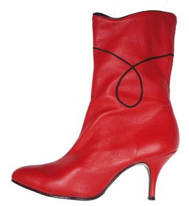 Vintage 1960s Red Leather Boots - High Heel Booties -  Made in England - Size 6 - Fashionconstellate.com