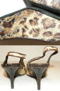 Vintage Leopard Print Rockabilly Peep Toe Silk Print & Alligator Leather Slingback Heels |Women 7.5M - Fashionconstellate.com
