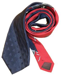 80s Lanvin Silk Tie | Lanvin Paris Navy & Red Necktie - Fashionconstellate.com